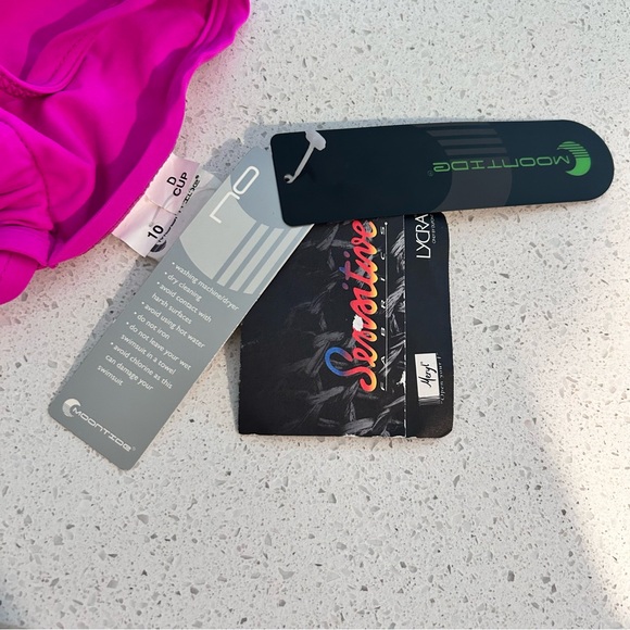 NEW Moontide Swimwear Bikini Top UK 10 Triangle String Swim Fuchsia Unpadded - Picture 9 of 12